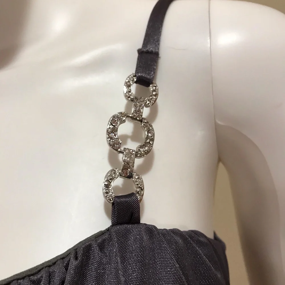 BCX Formal Mini Dress Size M Dark Grey Sleeveless Balloon Hemline - Picture 10 of 14